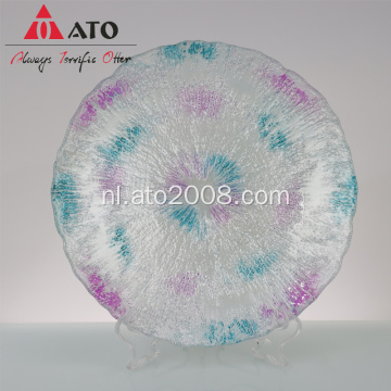 Kleurvlekken patroon glas ronde fruitsalade platen